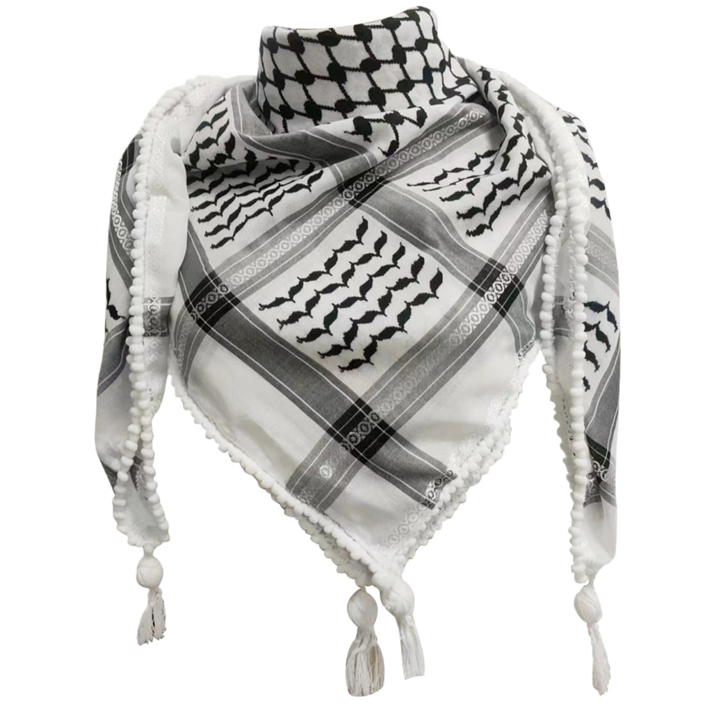 Palestina halsduk 122 x 122 cm Keffiyeh palestina autentisk palestinsk halsduk halssjal bomull Shemagh unisex arabisk huvudduk palestinsk keffiyeh med tofs.