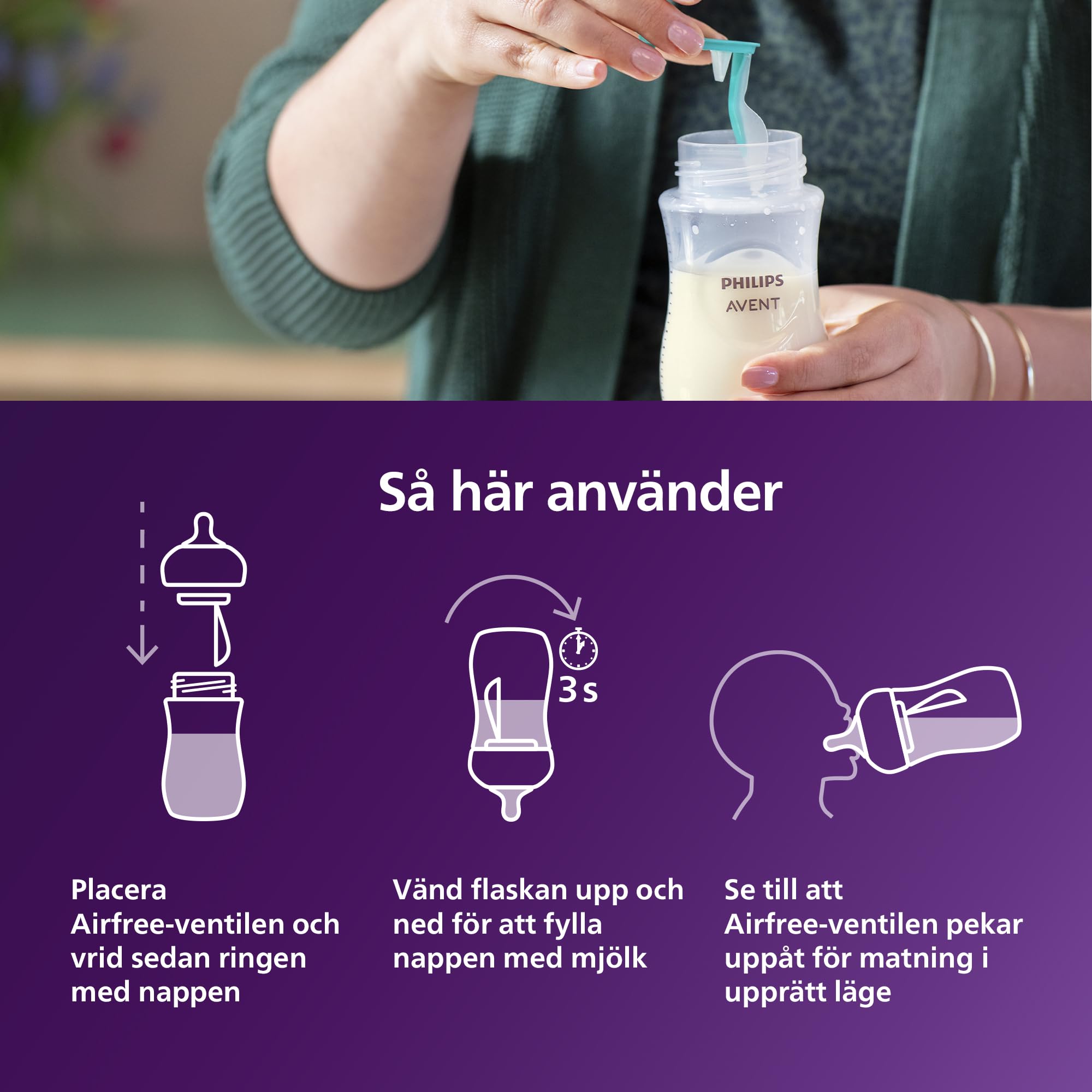 Philips Avent-nappflaska med AirFree-ventil, presentförpackning för nyfödd – 4 nappflaskor med AirFree-ventil, ultra soft-napp och flaskborste, barn i åldern 0–12+ månader (modell SCD657/11)