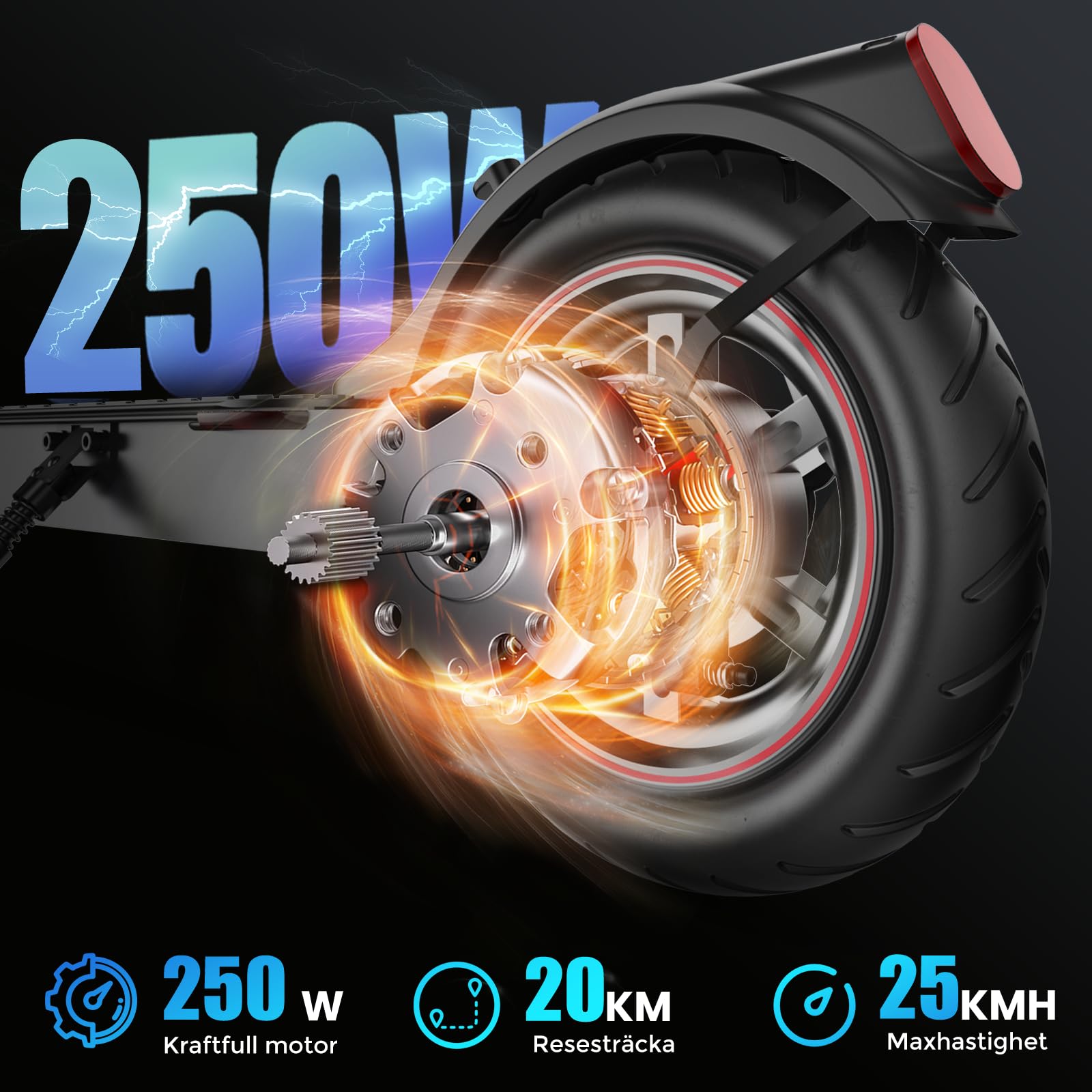 iScooter elektrisk sparkcykel, 250W motor, i8 el-sparkcykel med farthållare, 20–25 km räckvidd, 8,5-tums däck, 3 hastighetslägen, dubbelt bromssystem, snabb el-sparkcykel för vuxna och tonåringar