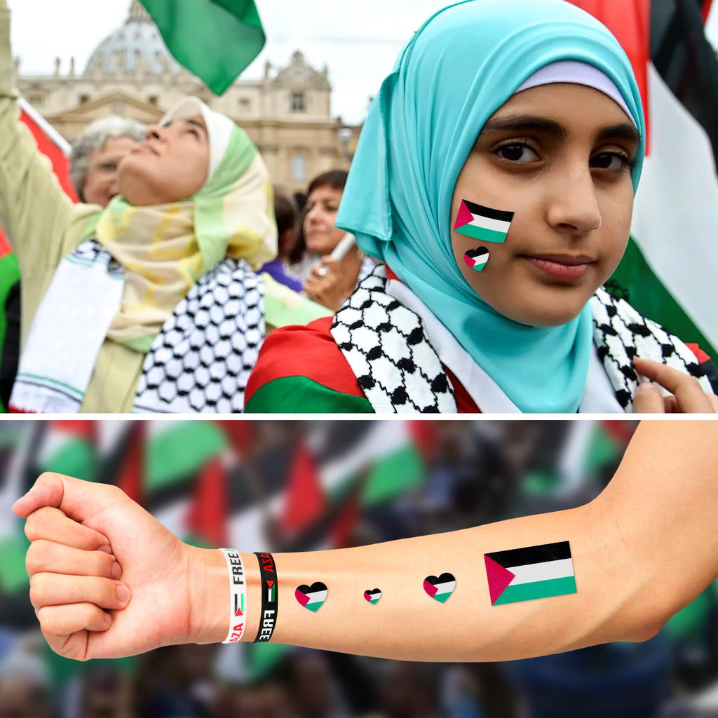 DPKOW Palestina Flagga Tillbehör - Armband, Halsband, Halsduk och Tatueringar för Nationellt Stöd