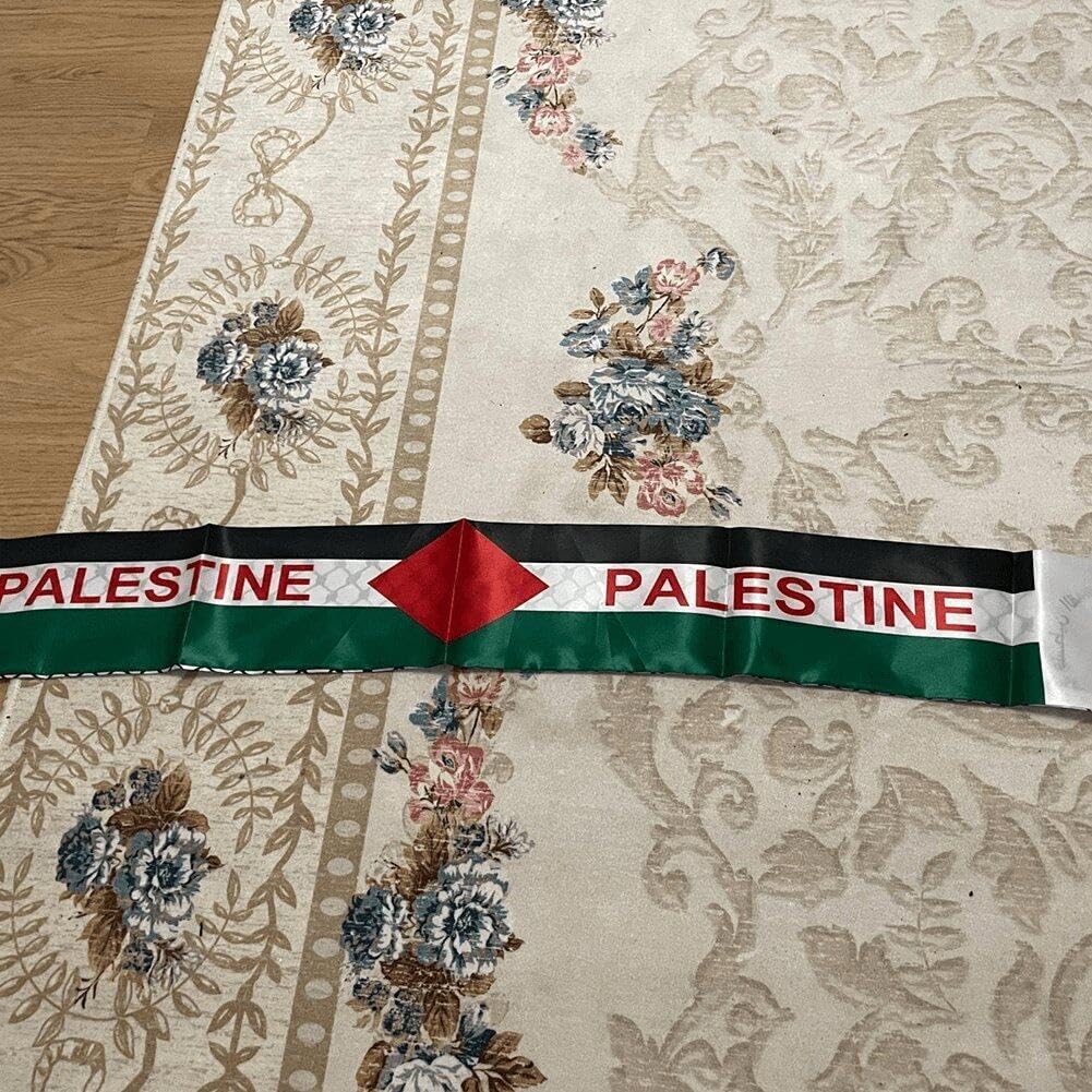Halsduk med Palestinas flagga, dubbelsidig scarf, Jerusalem, arabisk sjal i siden, scarf för män och kvinnor, för bröllop, högtid, gåvor, Som visat, 53.15inch/135cm