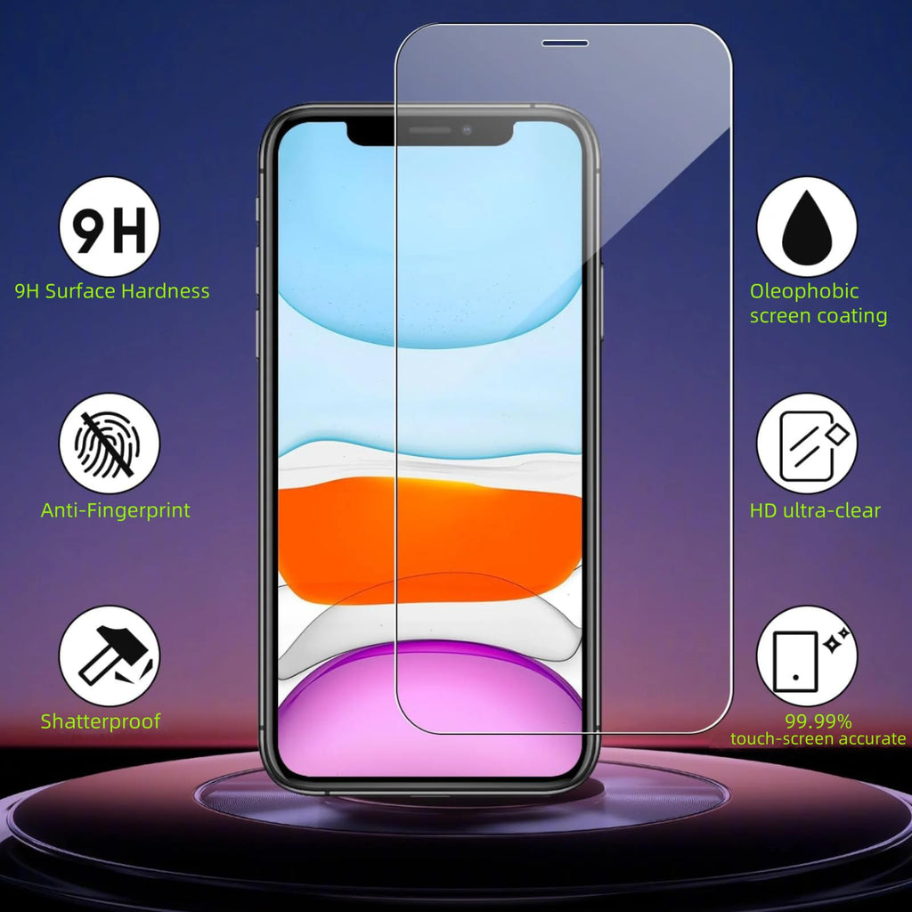 3-delat härdat glas för iPhone 11, iPhone XR skärmskydd skärmskydd av glas ultra starkt anti-repor bubbelfri hårdhet 9H High Definition Glass 6,1 tum HD Ultra Transparent