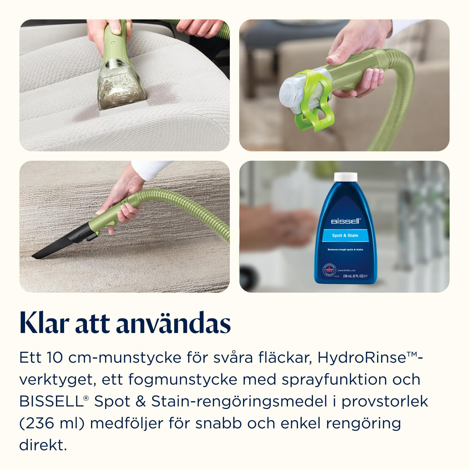BISSELL Little Green, Dammsugare Tvätta Mattor, Mattvätt för Dagliga Fläckar och Smuts, Kraftfull Klädseltvätt, Våtdammsugare för Mattor, Bilar, Soffor, Madrasser och Mer, Kraftfull 340W Motor, 4098N