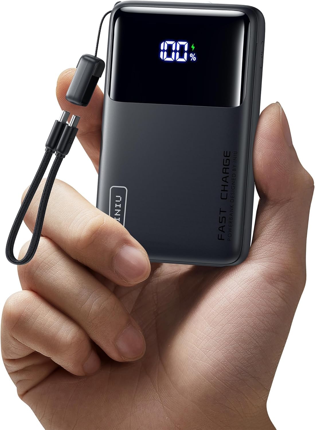 INIU 45W Power Bank, Superslim 10000mAh PD3.0 QC4.0 USB C Snabbladdning Extern Batteri med USB-C Kabel, Bärbar Laddare med LED-skärm för iPhone 17 16 15 14 13 12 iPad Samsung S24 S23 Note 20 etc.