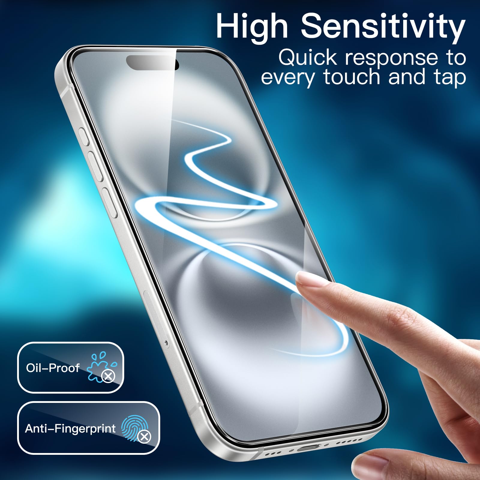 JETech Skärmskydd för iPhone 16 6,1-Tum, Härdat Glasfilm med Enkelt Installationsverktyg, Fodral-Vänligt, HD Klar, 3-Pack