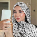 Palestina sjal arabisk keffiyeh, Palestina Keffiyeh, Palestina hijab halsduk för kvinnor, ventilerande arabiska palestina huvuddukar, chiffonghalsduk Palestine Keffiyeh, muslimskt tryckt
