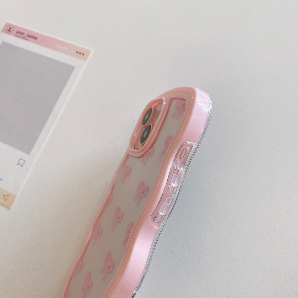 QLTYPRI Rosettfodral för iPhone 11, Klart Qulligt Telefonfodral med Rosett och Lockigt Vagigt, Mjukt TPU Fodral med Stötsäkert Skyddande Skalför Kvinnor Flickor - Rosa