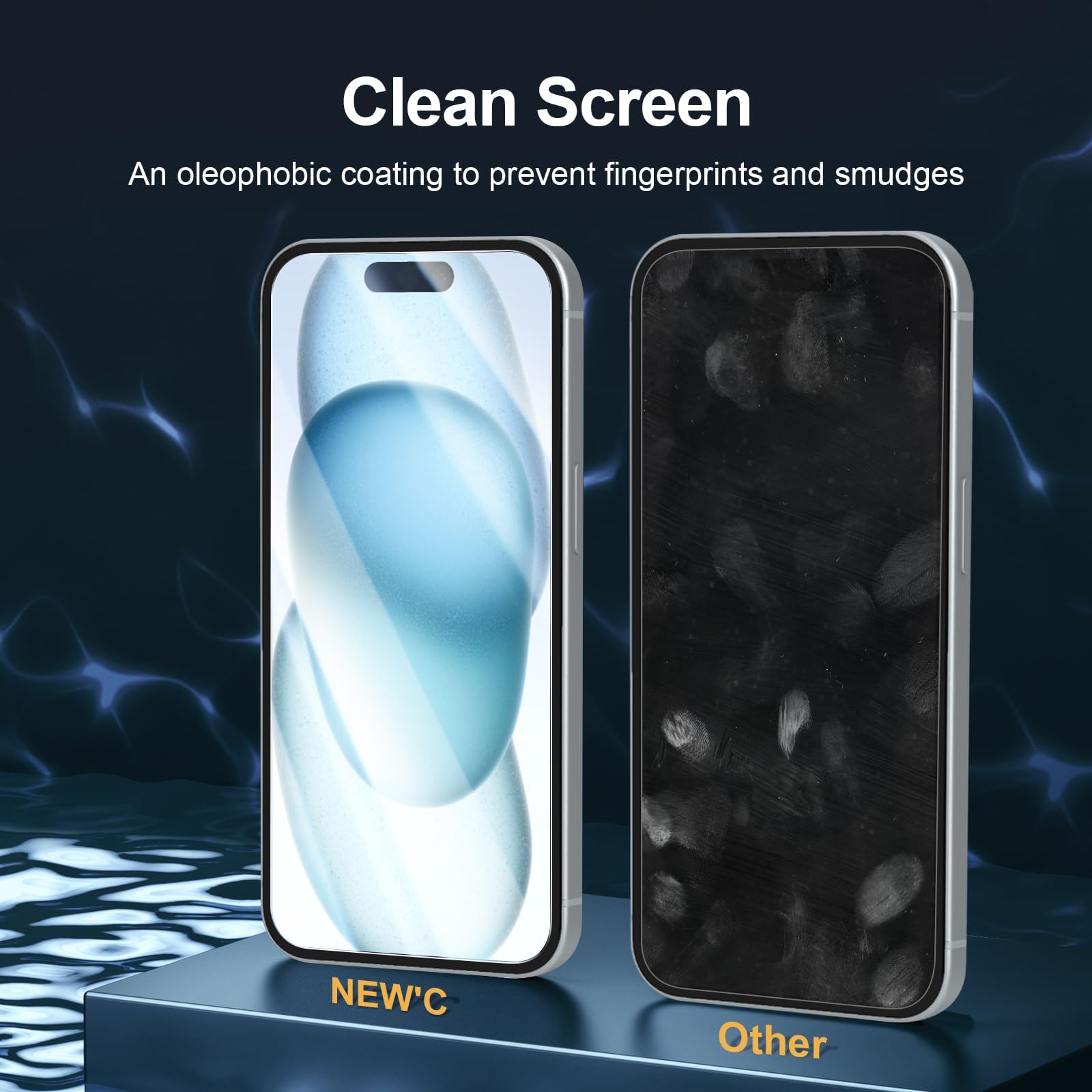 NEW'C 3 Pack, skärmskydd i glas för iPhone 16,15 (6,1 tum), bubbelfri, 9H hårdhet, 0,33 mm ultratransparent, ultrabeständigt härdat glas,Enkel installationsverktyg inkluderat