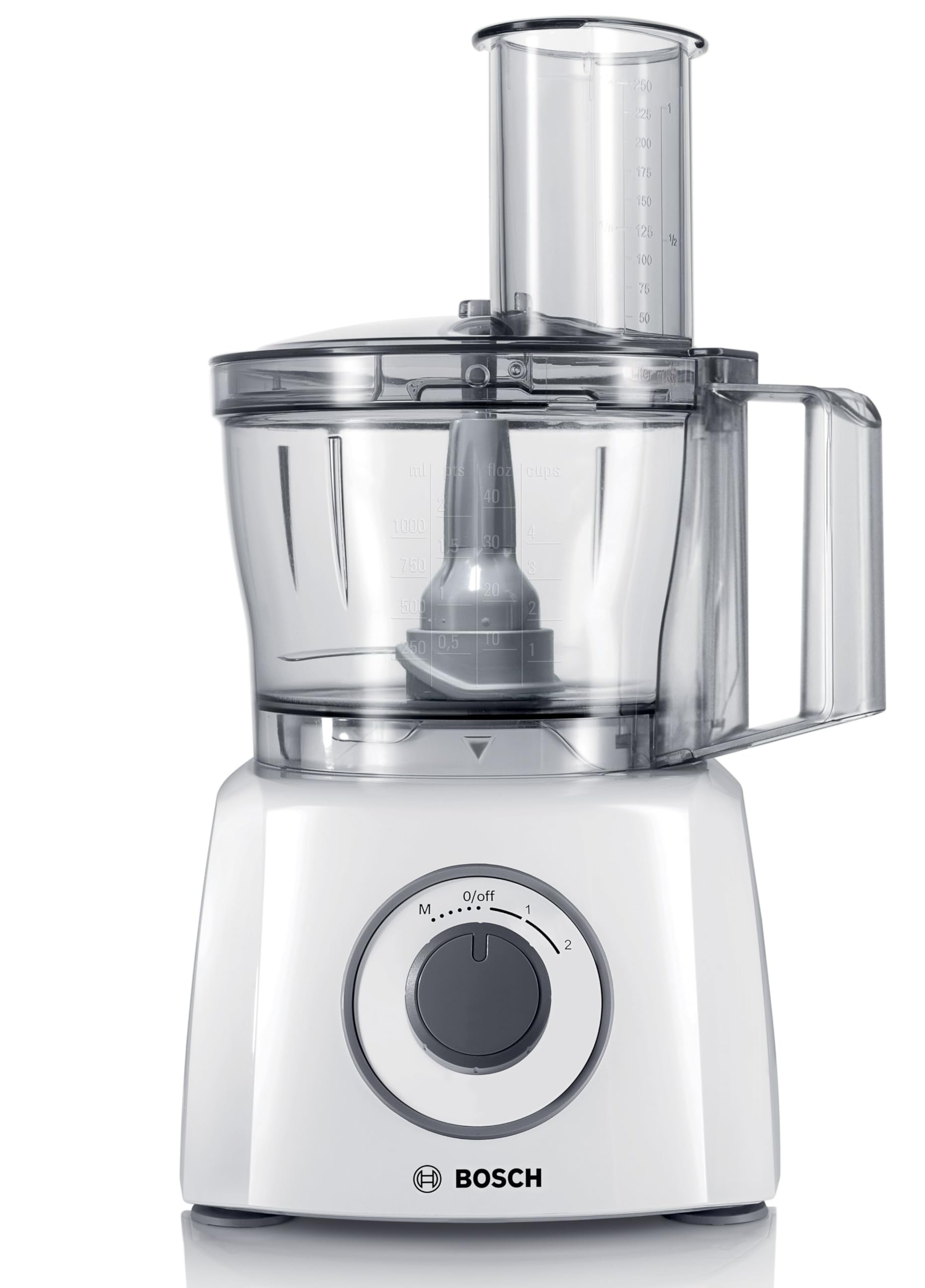 Bosch MultiTalent 3 MCM3200W - Matberedare med mixer till smoothies, vispskiva för grädde och äggvita, 3,2 L bunke, 800 Watt, 2 hastigheter och pulsfunktion, vit