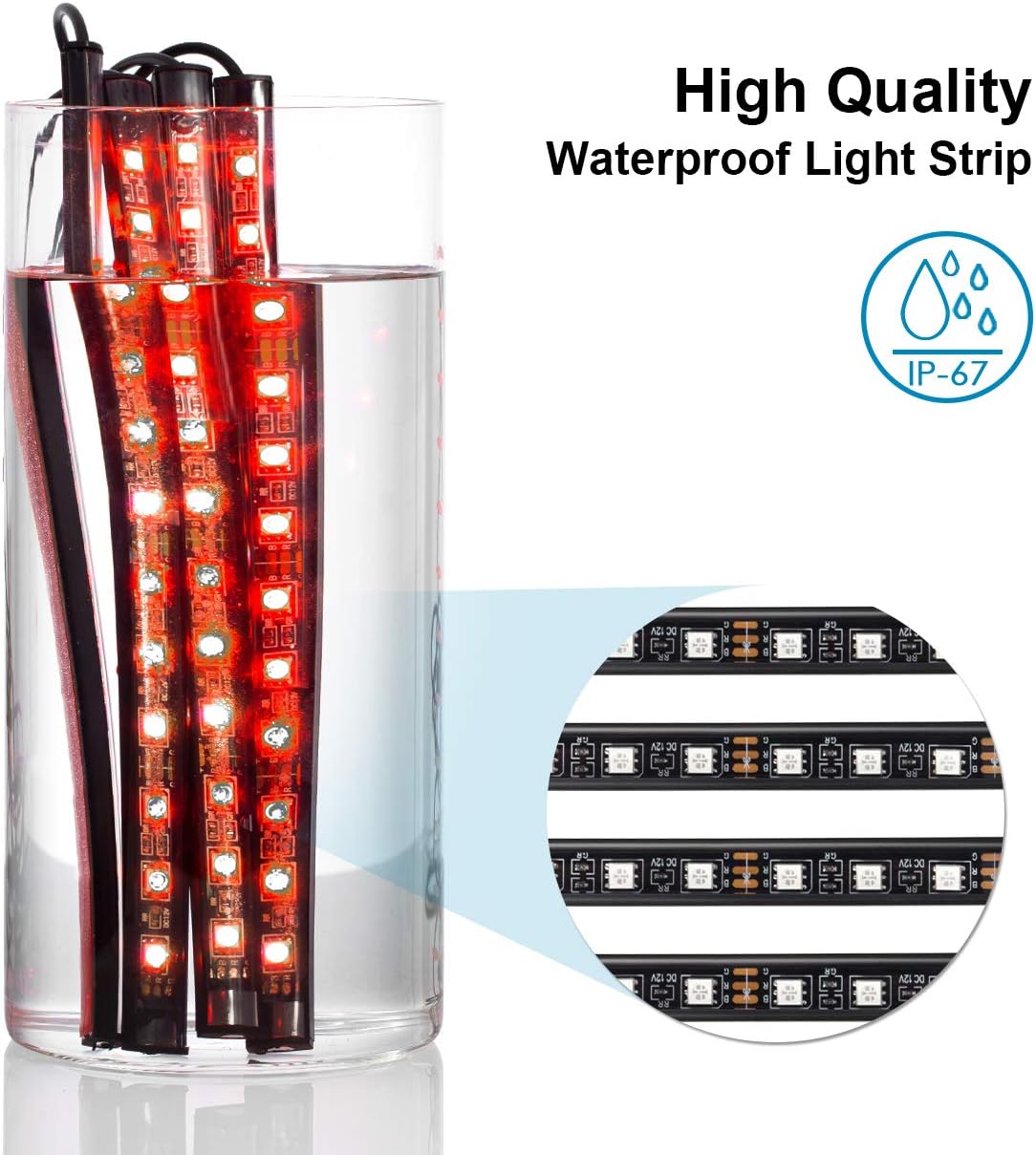 Favoto 4x12 interiörbelysning LED-atmosfär lätt bilinteriörbelysning ledde interiör med USB-port och IR-fjärrkontroll