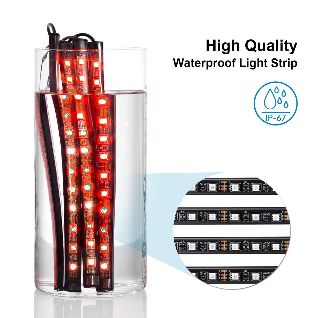 Favoto 4x12 interiörbelysning LED-atmosfär lätt bilinteriörbelysning ledde interiör med USB-port och IR-fjärrkontroll
