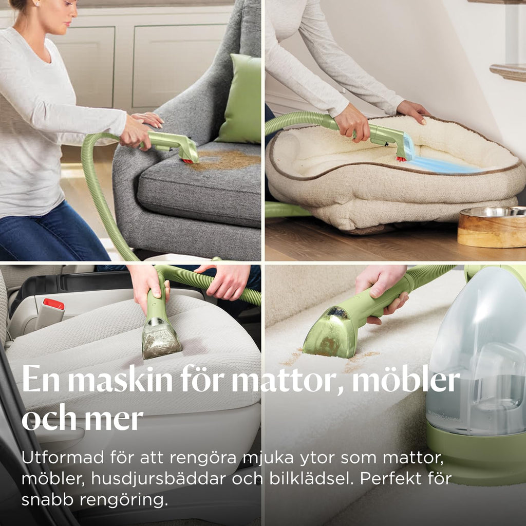 BISSELL Little Green, Dammsugare Tvätta Mattor, Mattvätt för Dagliga Fläckar och Smuts, Kraftfull Klädseltvätt, Våtdammsugare för Mattor, Bilar, Soffor, Madrasser och Mer, Kraftfull 340W Motor, 4098N
