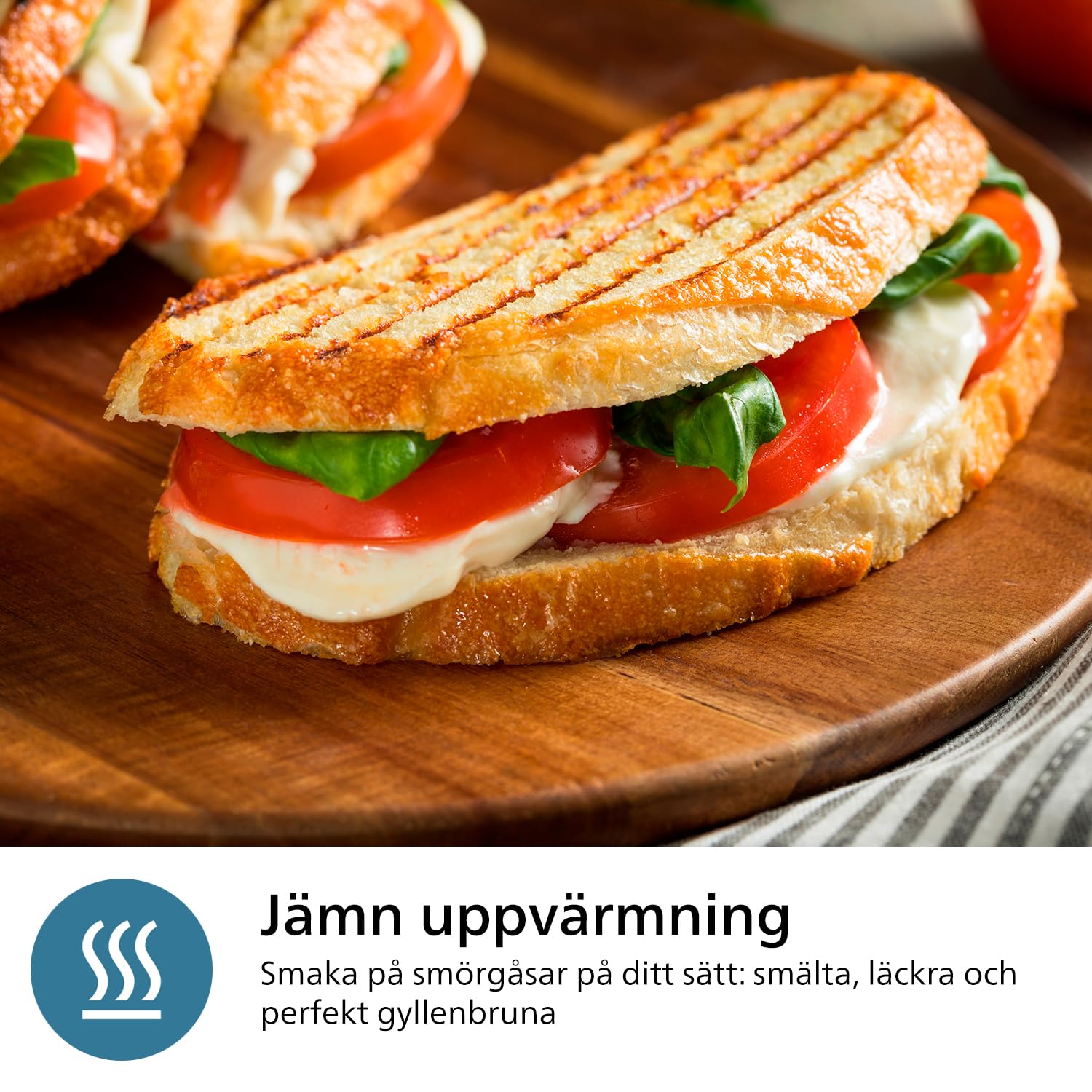 Philips 5000-serien smörgåsmaskin – 3 plattor för paninis, smörgåsar och våfflor. Grillplattor med nonstick. Cut-and-Seal. 750W Effekt. Svart (HD2350/80)