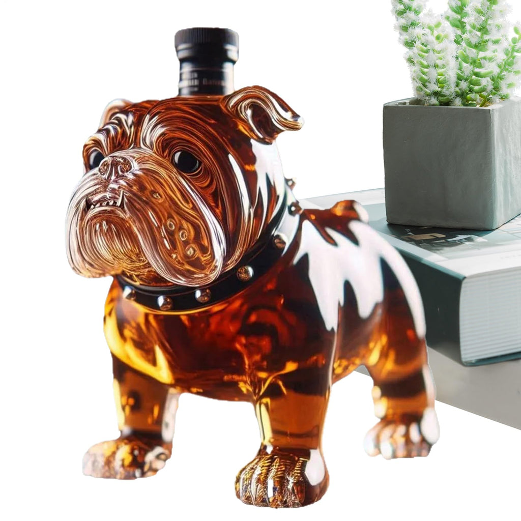 French Bulldog Whiskey Bottle, Large Capacity Liquor Decanter, 5.91 inches, Glass Alcohol Container, Decorative Collectible Design, Ideal for Restaurants, Shelves, Home Display