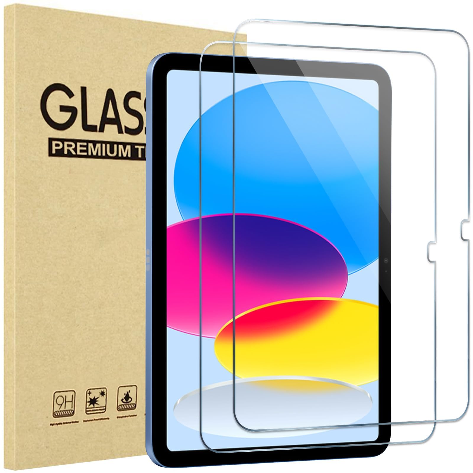 2 st skärmskydd för iPad 10:e generationen 10,9 tum 2022, 9H härdat glas för iPad 10. Skärmskyddsfilm, transparent