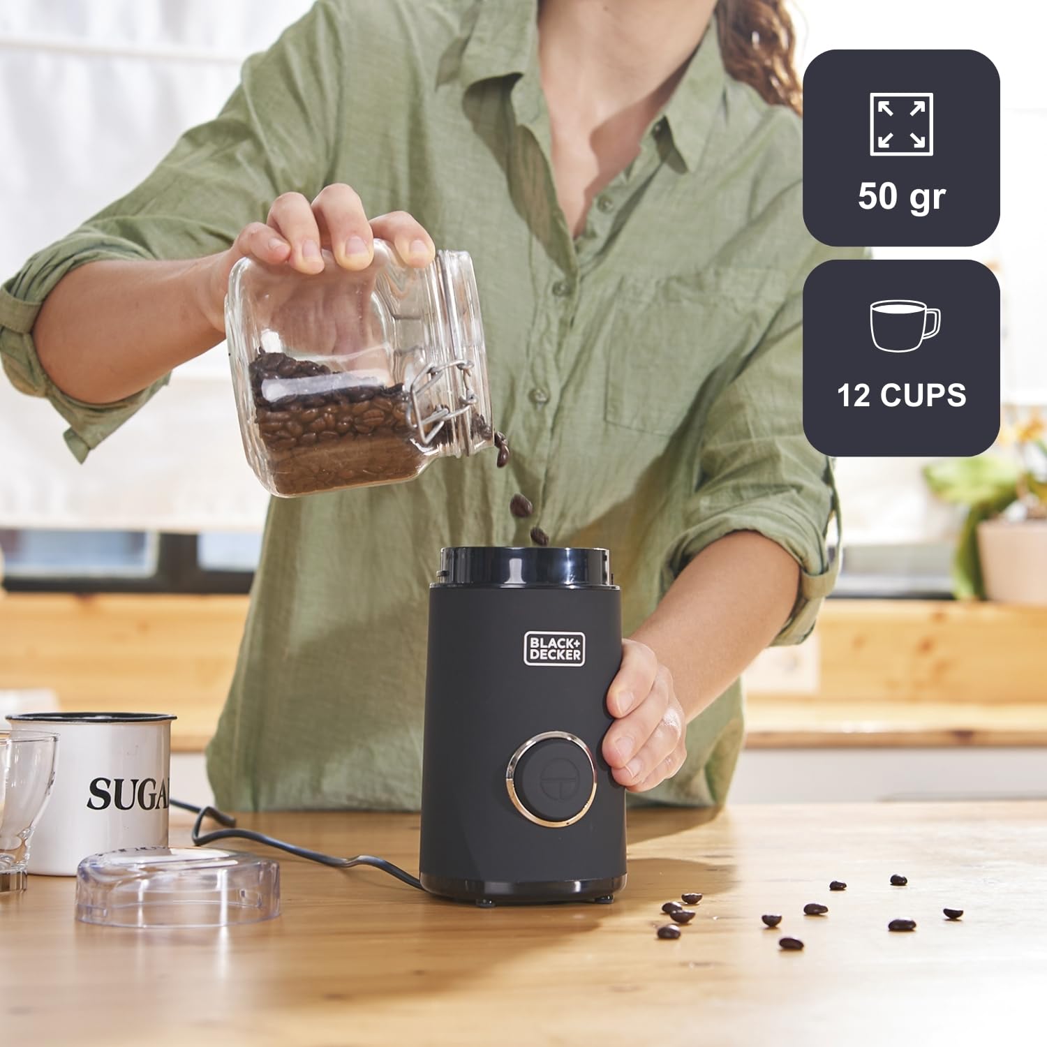 Black+Decker BXCG150E ES9080010B Kaffekvarn, Svart, En Storlek