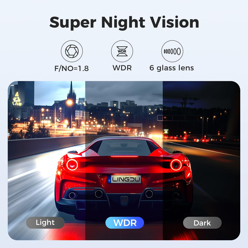 4K Dash Cam Front, Voice Control Car Dashcam, WiFi Dash Camera för bilar, Inbyggd GPS, Bilkamera med WDR Night Vision, 170° vidvinkel, G-Sensor(D500)