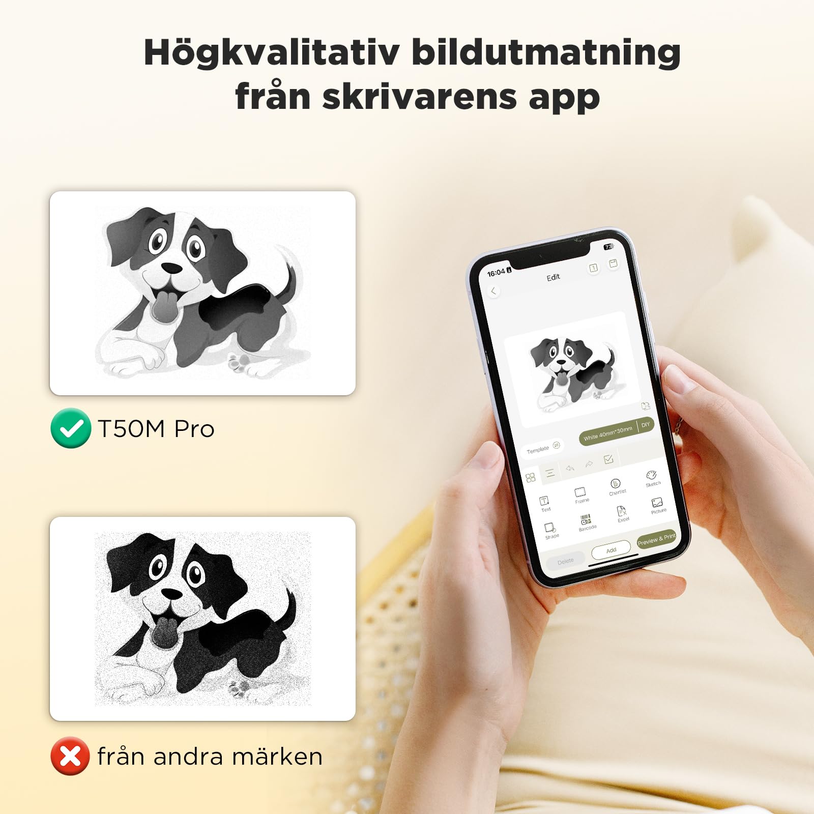 SUPVAN T50M Pro Etikettskrivare Innehåller 1 Rullar Vita Etiketter, Bluetooth Termisk Etikettmaskin, Smart App Med 40+ Teckensnitt, 150+ Mallar Och 700+ Ikoner För Hem, Kontor Och Skola