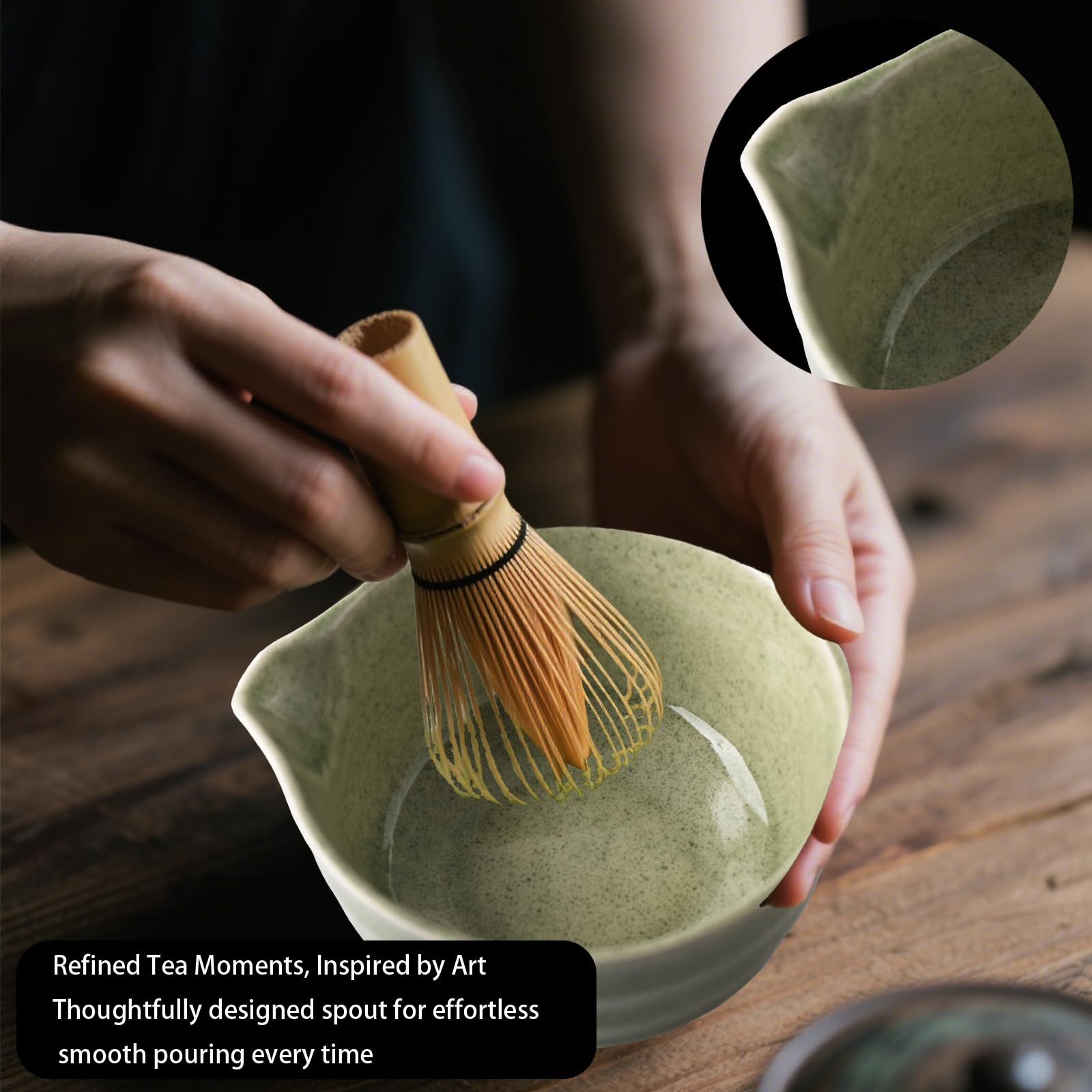 Matcha-set – Matcha teaset om 5 stycken matcha-set för nybörjare med matchande kvast matcha-kvast filtersil matcha skål med hällpip och matcha sked, present för matcha-älskare, teälskare