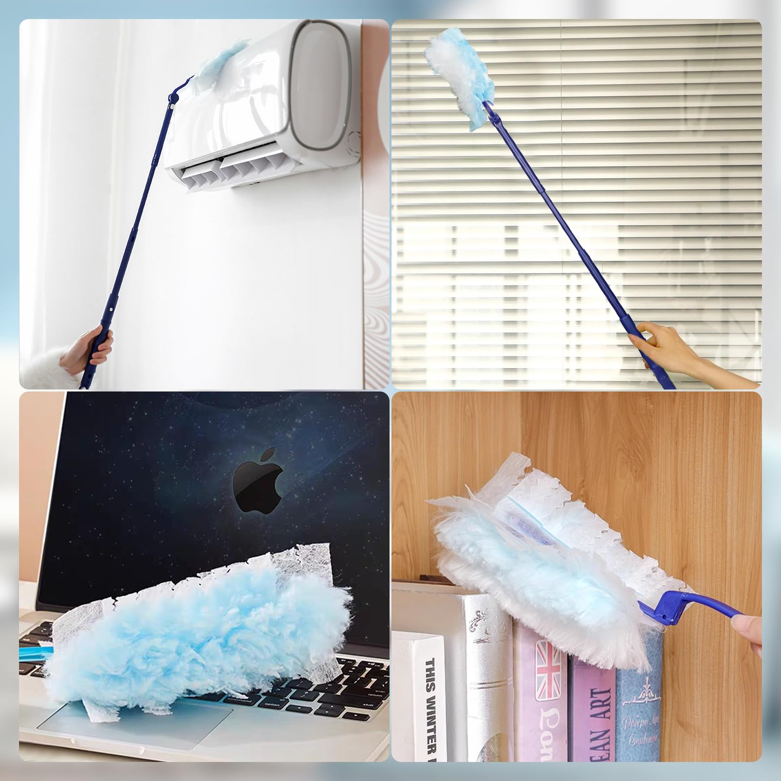 52 stycken dammmagneter, påfyllningspaket kompatibel med Swiffer dammmagnet, engångsdammvippa kompatibel med Swiffer Duster med 2 handtag, påfyllningsdammvippa för djurhår, damm, smuts