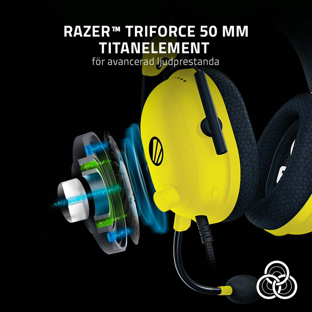 Razer Blackshark V2 - Premium e-sportheadset med USB-ljudkort (TriForce 50 mm drivrutin, HyperClear Cardiod-mikrofon, avancerad passiv brusreducering, THX Spatial Audio) ESL