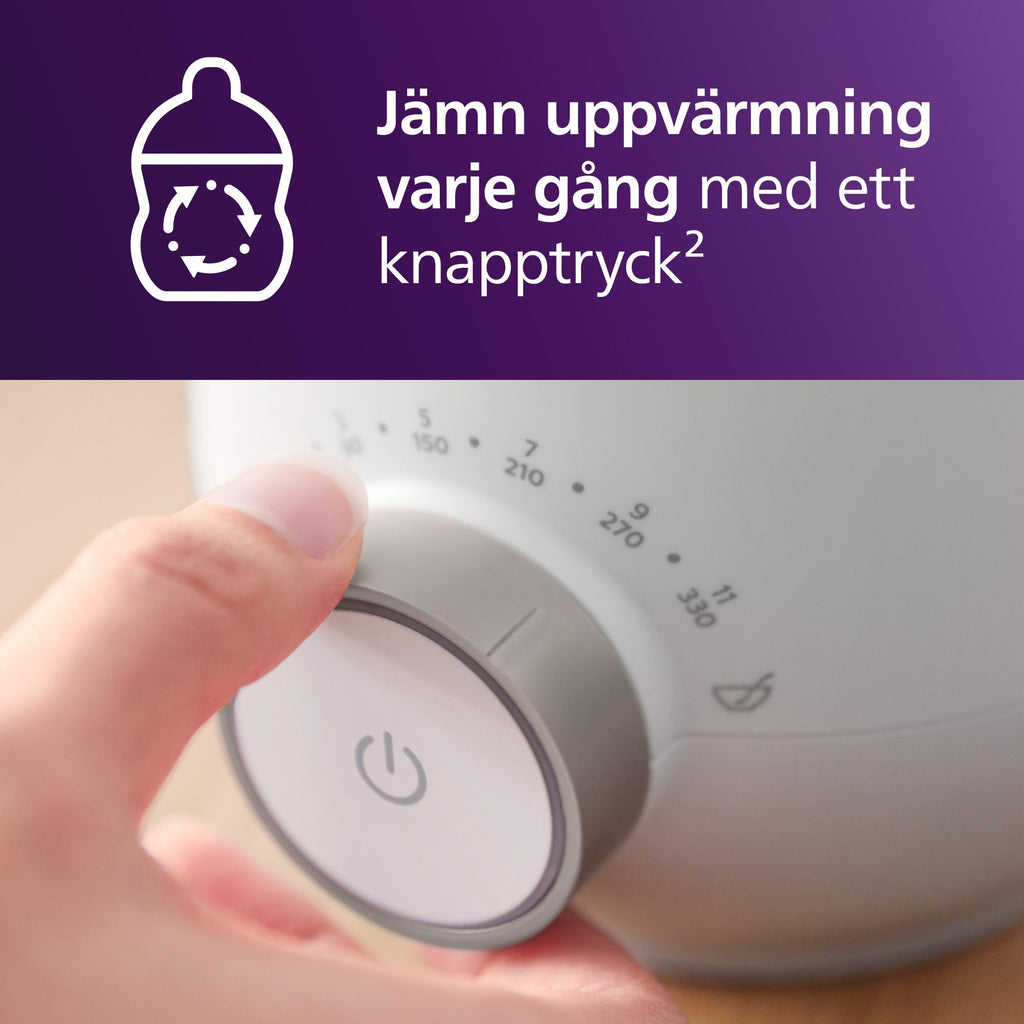 Philips Avent Premium snabb flaskvärmare, smart temperaturkontroll, jämn uppvärmning utan heta punkter, vattenbadsteknik enligt sjukhusstandard, automatisk avstängning och skonsam upptining, SCF358/00