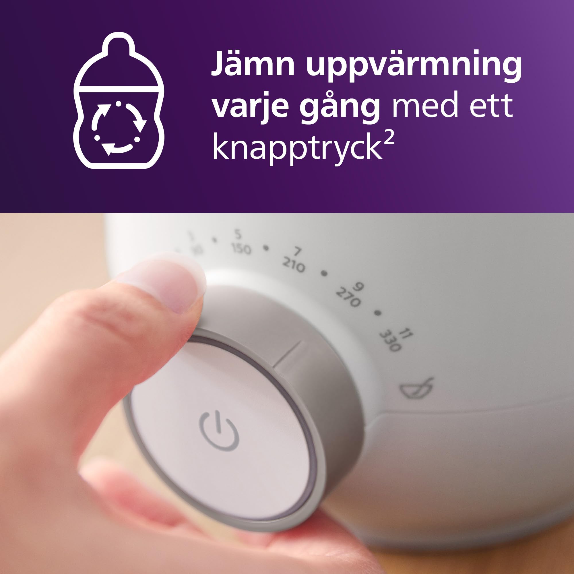 Philips Avent Premium snabb flaskvärmare, smart temperaturkontroll, jämn uppvärmning utan heta punkter, vattenbadsteknik enligt sjukhusstandard, automatisk avstängning och skonsam upptining, SCF358/00