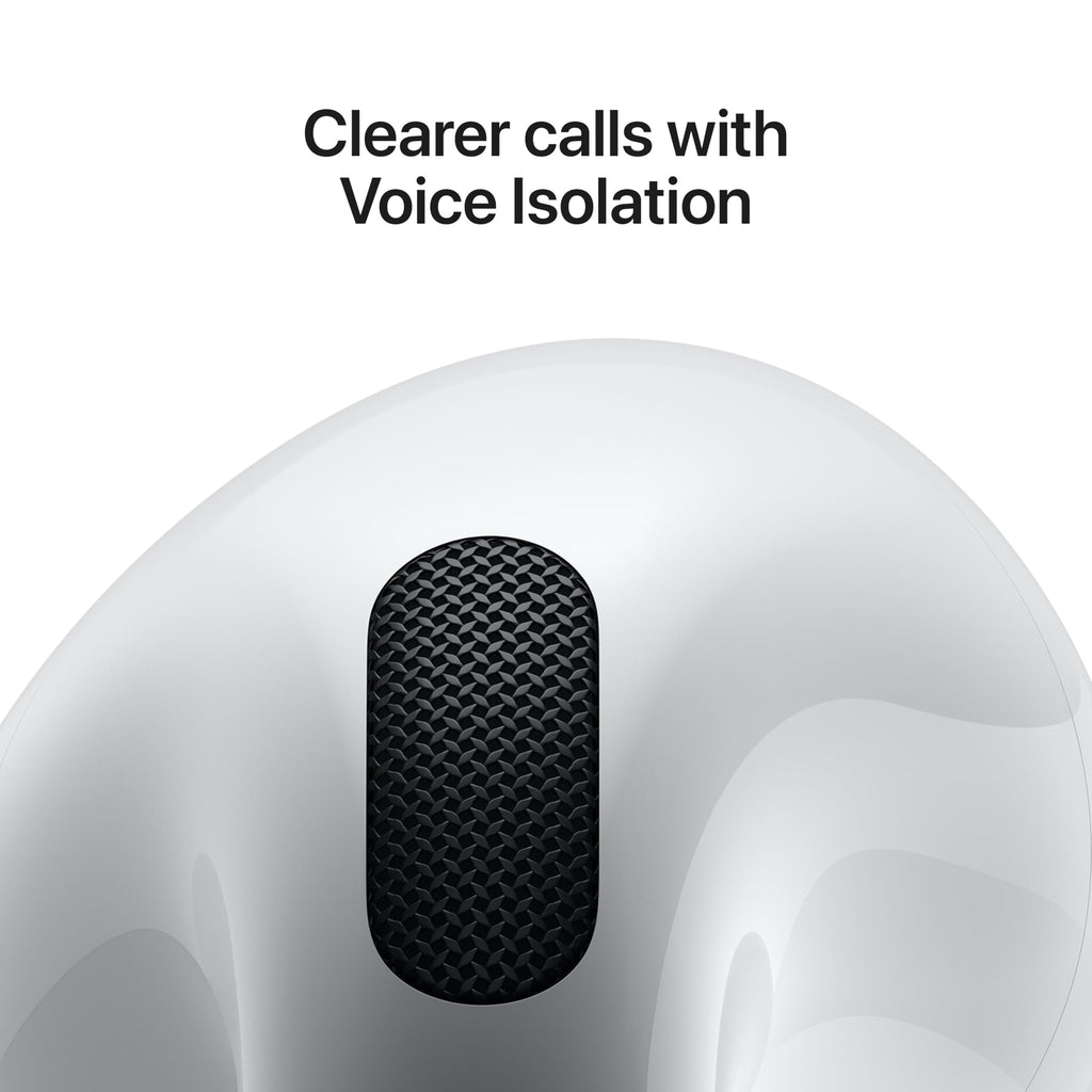Apple AirPods 4 med Bluetooth-hörlurar, adaptivt ljud, transparens, personanpassat rumsligt ljud, laddningsetui med usb-c, trådlös laddning, H2- chip