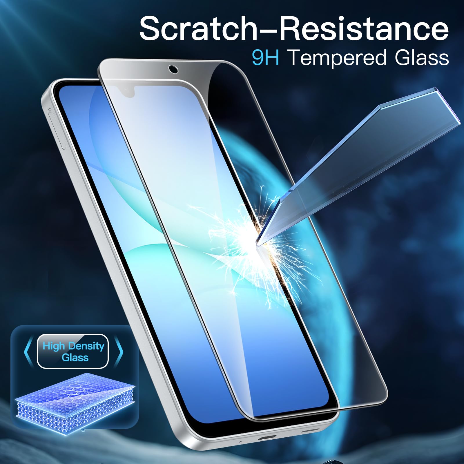 JETech Skärmskydd för Samsung Galaxy A17 5G / 4G 6,7-Tum, 9H Härdat Glasfilm, Anti-Skrapa, HD Klar, 3-Pack