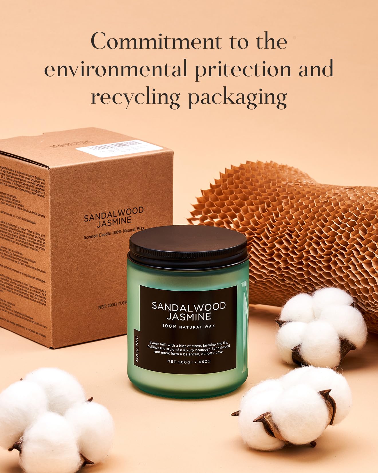 M&SENSE Ocean Breeze Organic Soy Scented Candles Gifts for Women & Men Non Toxic 200g 50H Burn Time Candles for Home Decor Small Jar Clear Burning Candle for Summer Evening Relaxation Stress Relief
