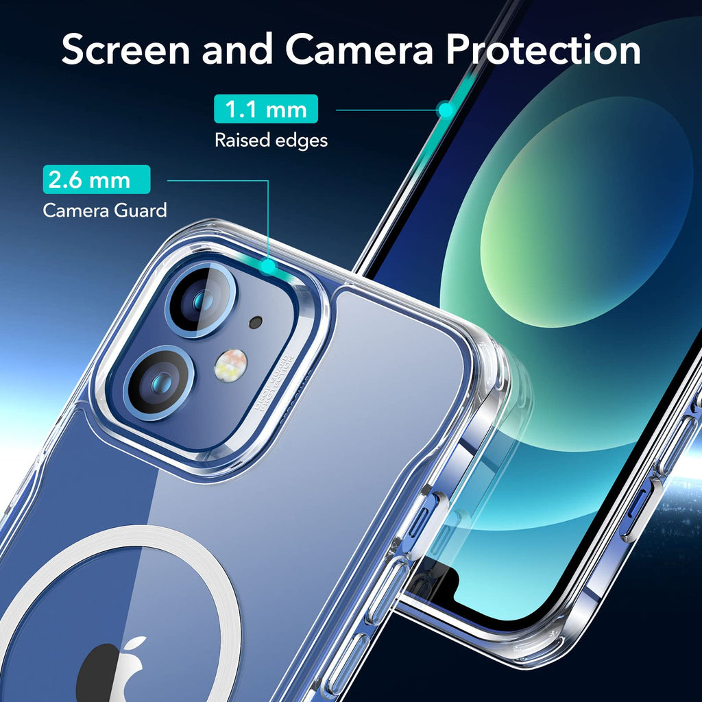 ESR Skal för iPhone 12/iPhone 12 Pro, Magnetiskt MagSafe-kompatibelt hölje, HD Clear Hybrid Case med HaloLock, Förstärkt Fallskydd, Reptålig Ryggstöd,Transparent