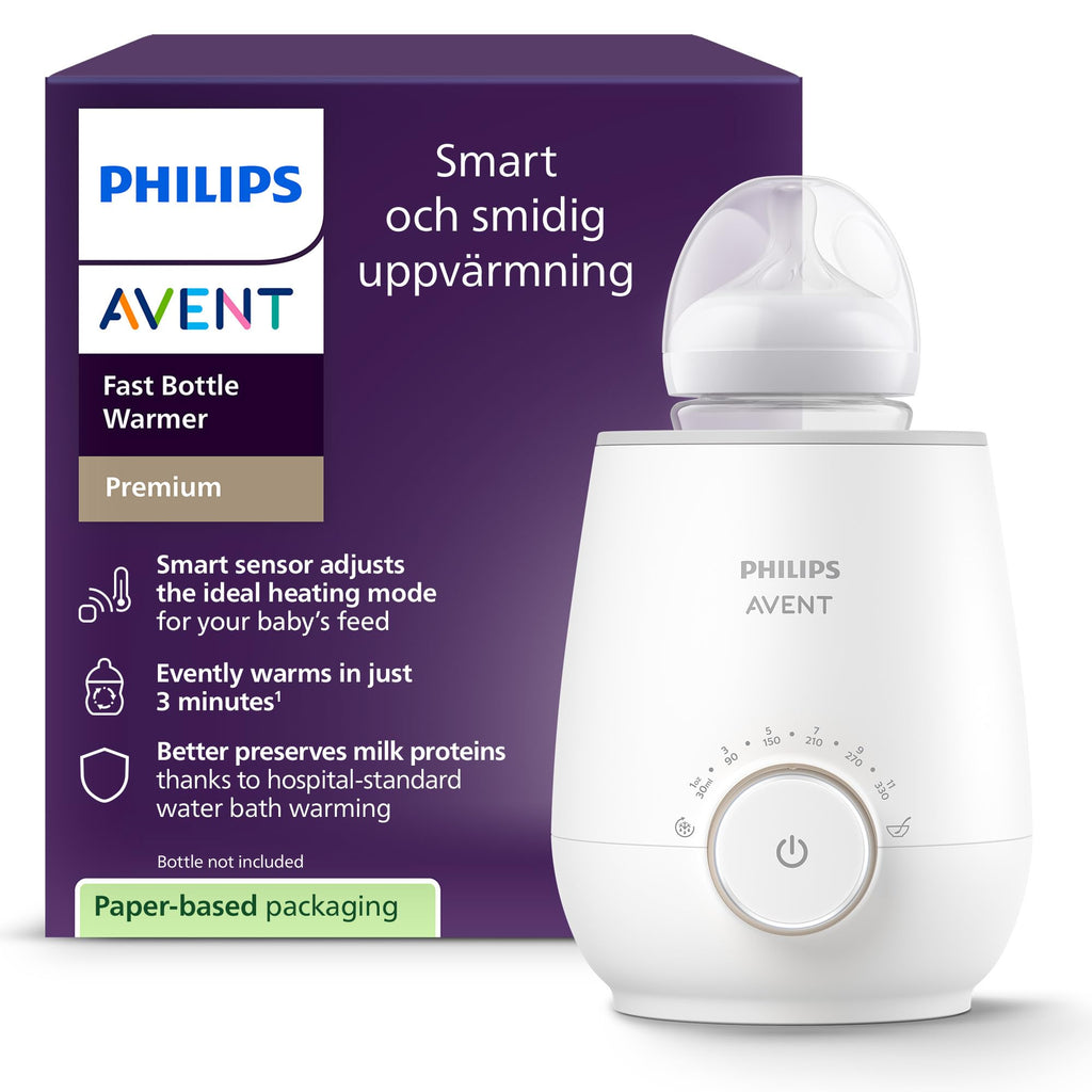 Philips Avent Premium snabb flaskvärmare, smart temperaturkontroll, jämn uppvärmning utan heta punkter, vattenbadsteknik enligt sjukhusstandard, automatisk avstängning och skonsam upptining, SCF358/00