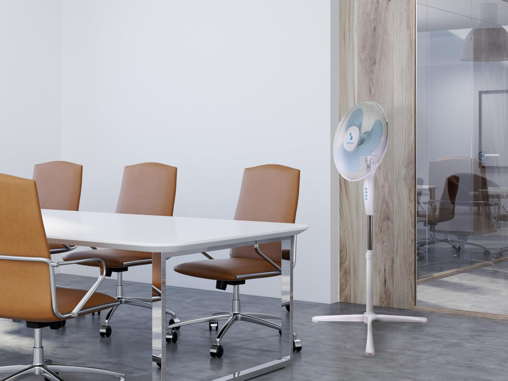 BEPER P206VEN103 Piedestalfläkt 3 blad, justerbar höjd upp till 125 cm, 3 hastigheter, automatisk oscillation, enkel montering utan verktyg, 40 cm stålgaller, tvärbas, 40W