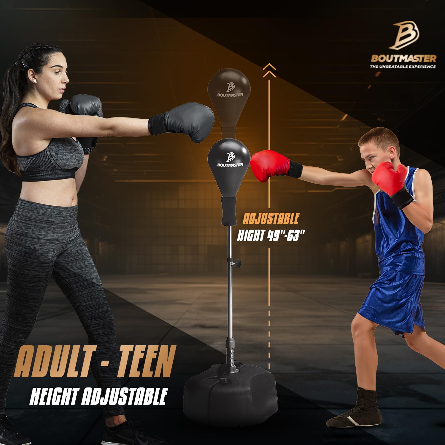 Boxningssäck med stativ, för barn och vuxna, justerbar höjd – fristående boxningsväska – perfekt för MMA-träning, stressavlastning och fitness