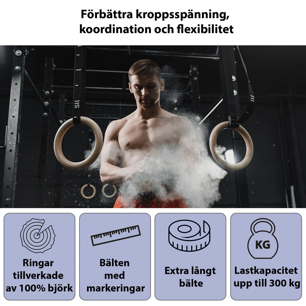 ALPIDEX trägymnastikringar gymnastikringar gym ringar inklusive dörrankare och fästremmar med längdmarkering | e-bok ingår