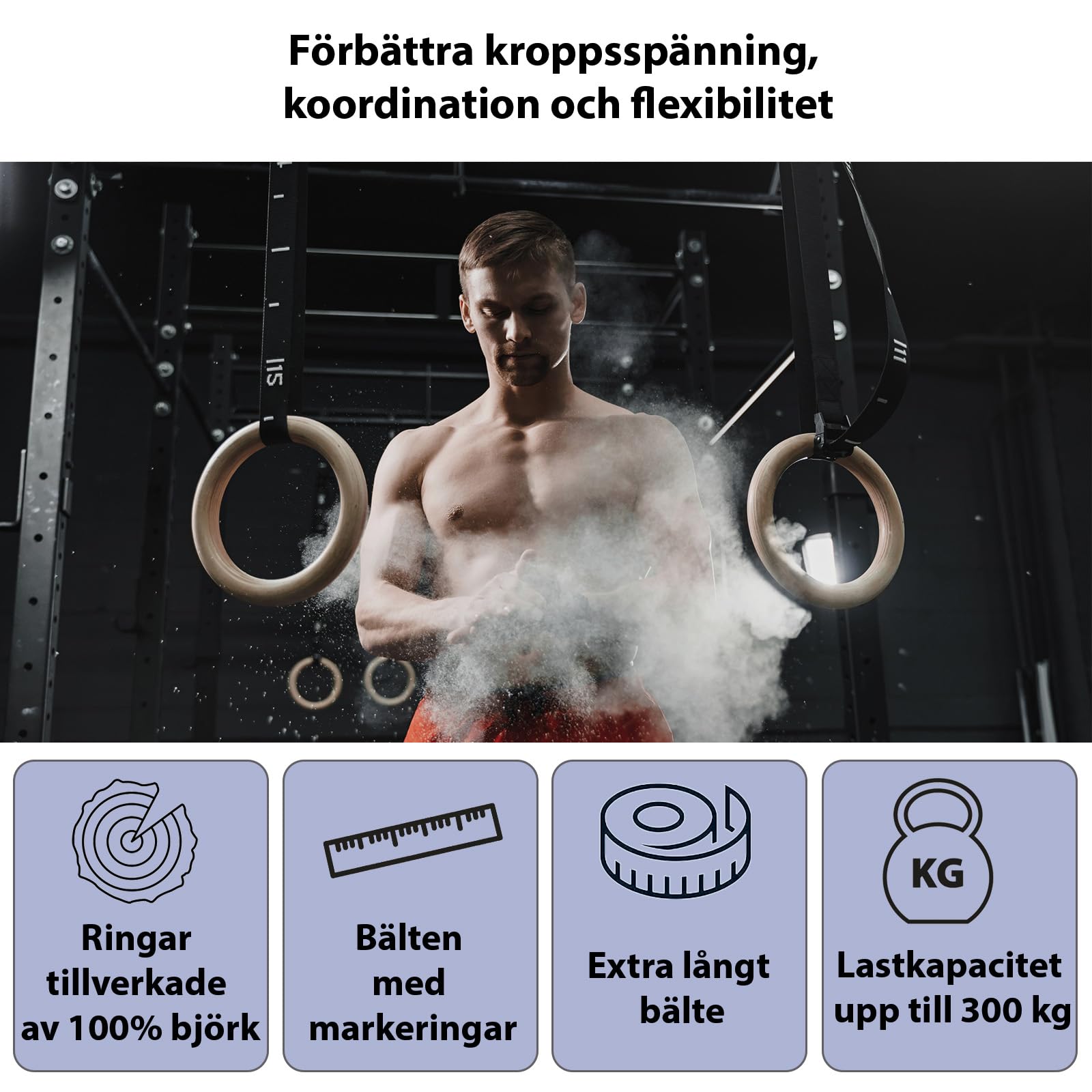 ALPIDEX trägymnastikringar gymnastikringar gym ringar inklusive dörrankare och fästremmar med längdmarkering | e-bok ingår