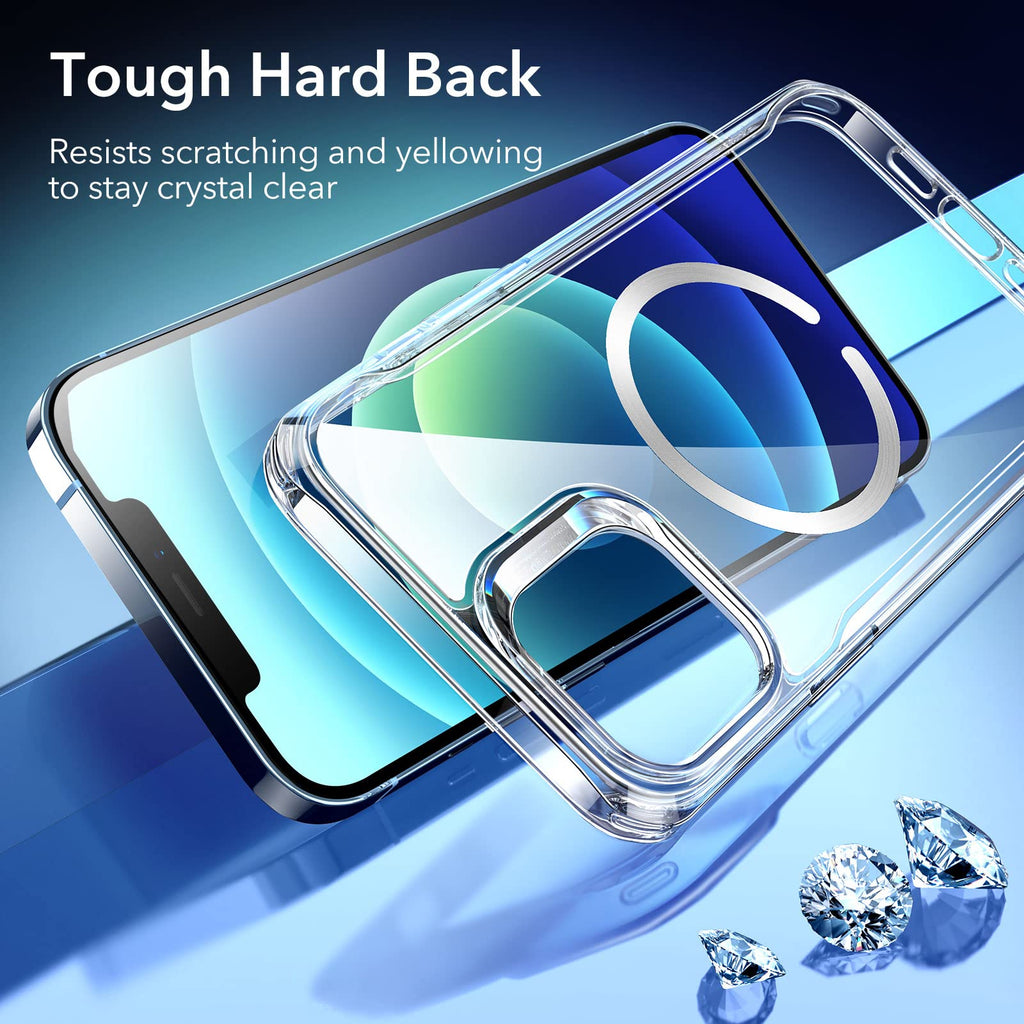 ESR Skal för iPhone 12/iPhone 12 Pro, Magnetiskt MagSafe-kompatibelt hölje, HD Clear Hybrid Case med HaloLock, Förstärkt Fallskydd, Reptålig Ryggstöd,Transparent