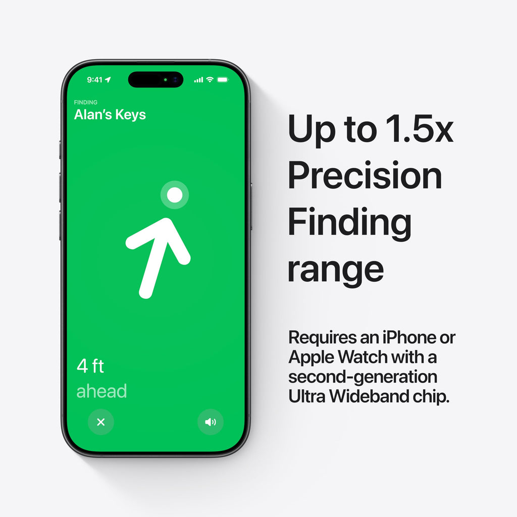 Apple AirTag (andra generationen): Spårare för nyckelring, plånbok med mera. Hitta med hjälp av en ljudsignal. Nyckelsökare med upp till 1,5× längre räckvidd för precisionssökning