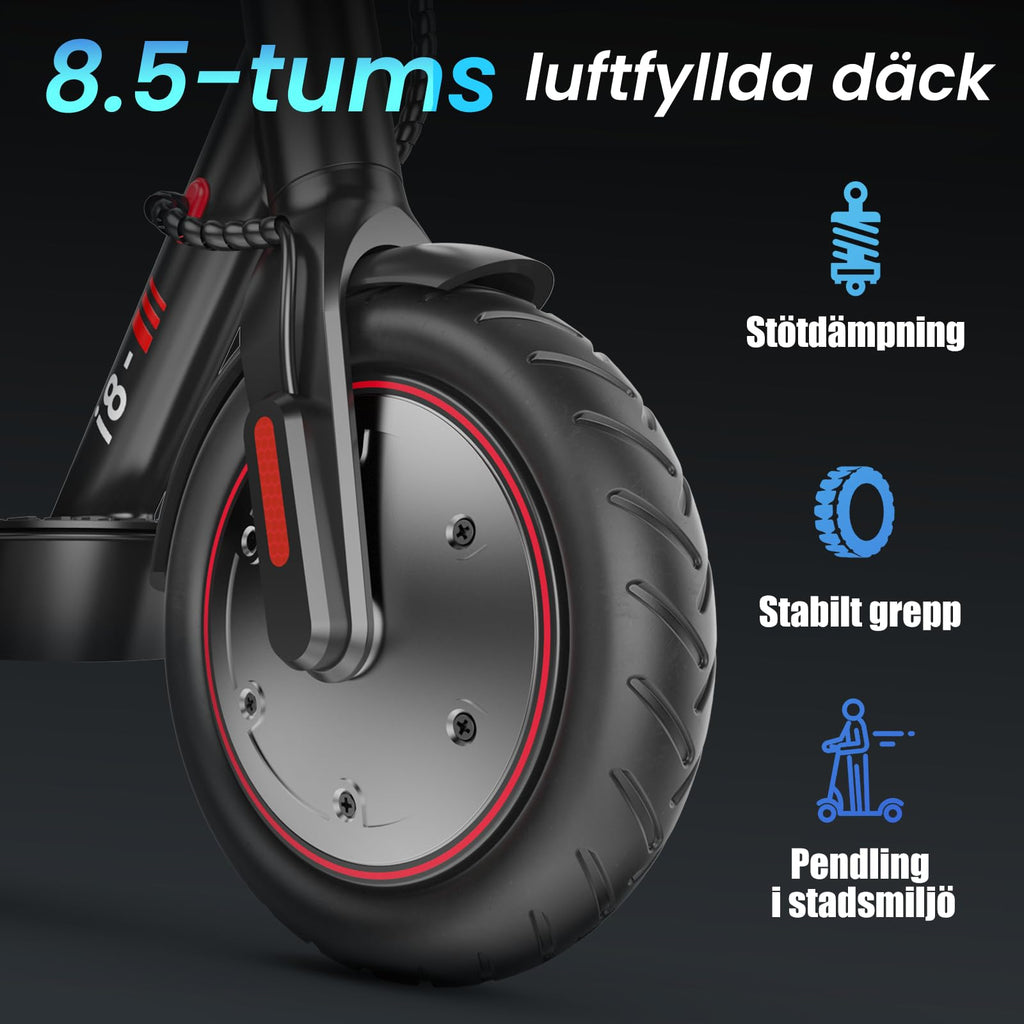 iScooter elektrisk sparkcykel, 250W motor, i8 el-sparkcykel med farthållare, 20–25 km räckvidd, 8,5-tums däck, 3 hastighetslägen, dubbelt bromssystem, snabb el-sparkcykel för vuxna och tonåringar