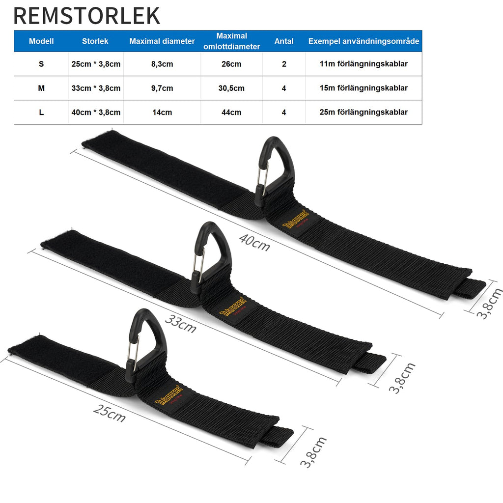 Kabelhängare och Kabelorganiserare(10pack),Trilancer Kardborre Rem, Sladdupphängning med Karbinhake att Hänga Väggar för Kablar,Sladdar,Rep,Slangar,Organisation för Hem,Garage eller Verkstad(2S,4M,4L)