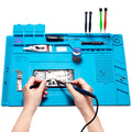 Spurtar Lödmatta, Lödstation, 45 x 30 cm, 500 ℃ Värmebeständig Silikonarbetsmatta, Antistatisk Matta, Mångfunktionell Magnetisk Elektronikreparation, Silikonplatta för Lödning, Svetsning Gör-det-själv
