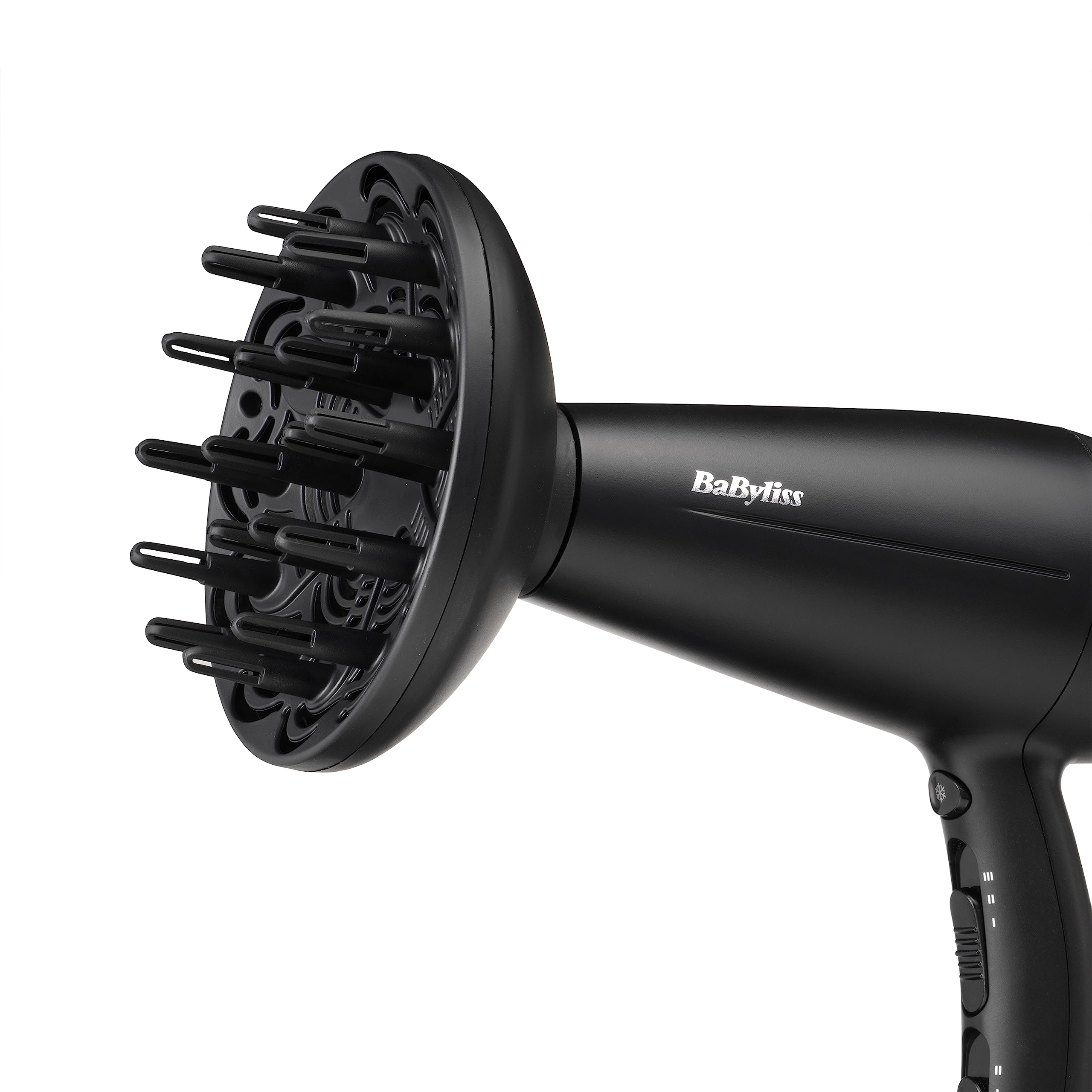 BaByliss Turbo Smooth Hårfön - 2200 W Kraftfull Hårtork, Stor Diffuser, Joniserad Frissfri Styling, 3 Värme- & 2 Hastighetsinställningar, Svart, D572DE