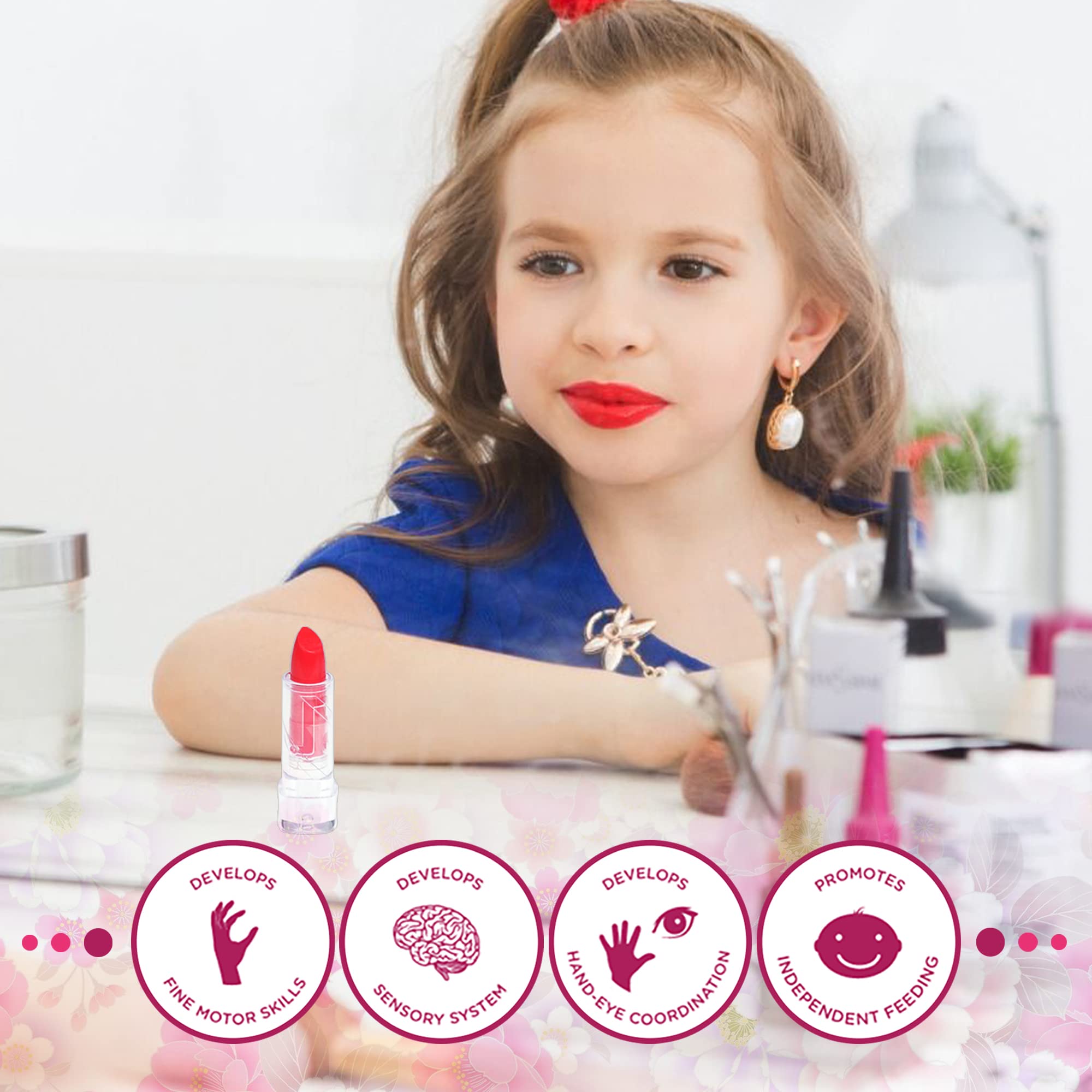 Barnsmink set flickor leksaker presenter – tvättbar sminkväska barn, smink barn makeup set spel, prinsessa jul födelsedagspresent presenter för flickor 4 5 6 7 8 9 10 11 12 år