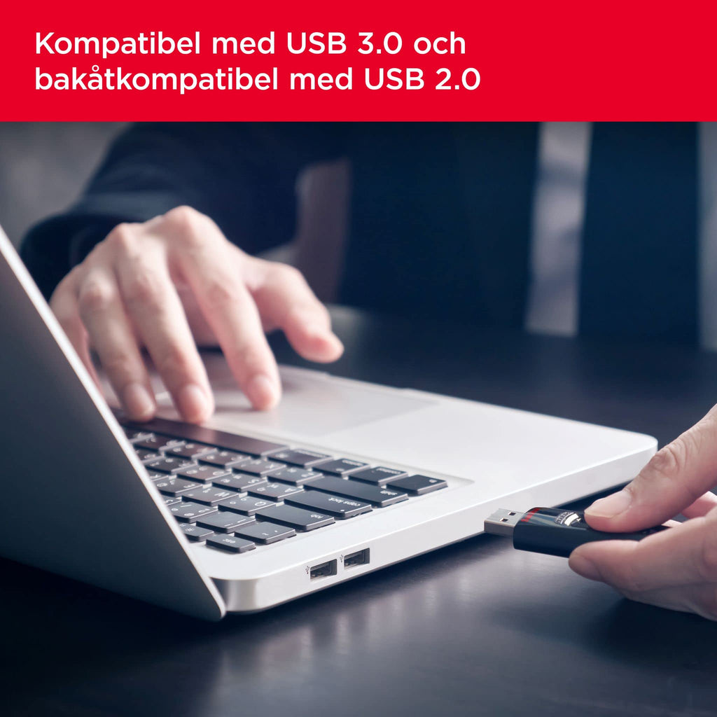 SanDisk 32 GB Ultra USB 3.0 Flash-enhet, USB-minne, minnessticka med överföringshastigheter upp till 130 MB/s, Lösenordsskydd, RescuePRO Deluxe programvara för dataåterställning, Triple Pack, Svart