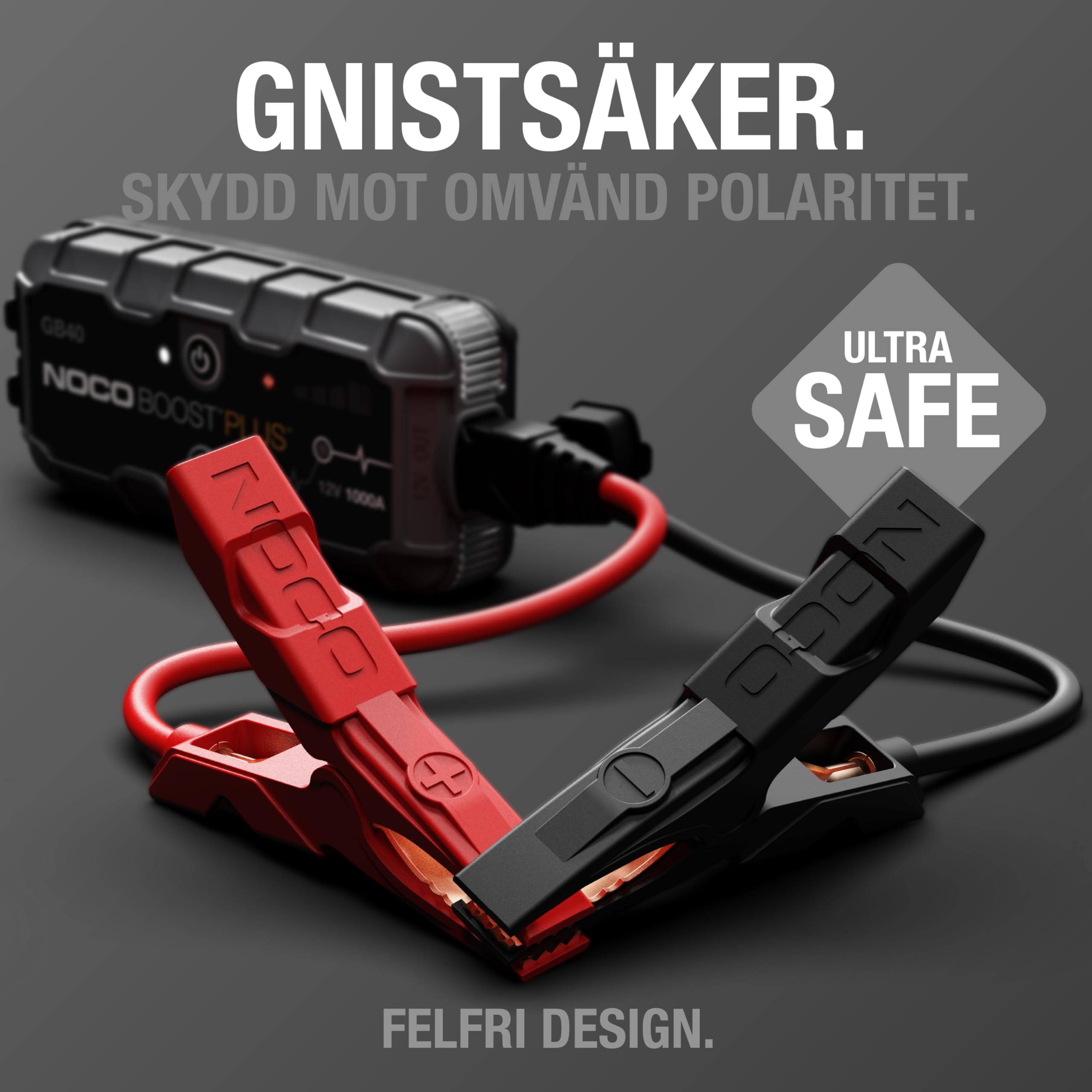 NOCO Boost Plus GB40 1000A 12V UltraSafe Litium-Starthjälp, Boosterpaket, Bil Startbooster, Bärbar Powerbank Laddare och Startkablar för Bensinmotorer upp till 6L och Dieselmotorer upp till 3L