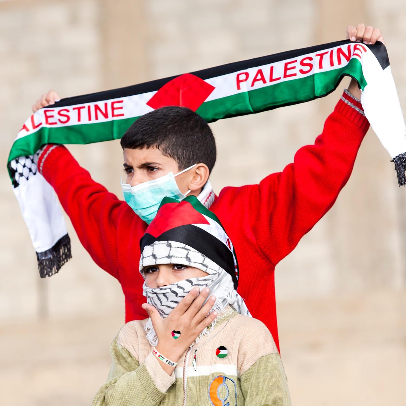 DPKOW Palestina Flagga Tillbehör - Armband, Halsband, Halsduk och Tatueringar för Nationellt Stöd