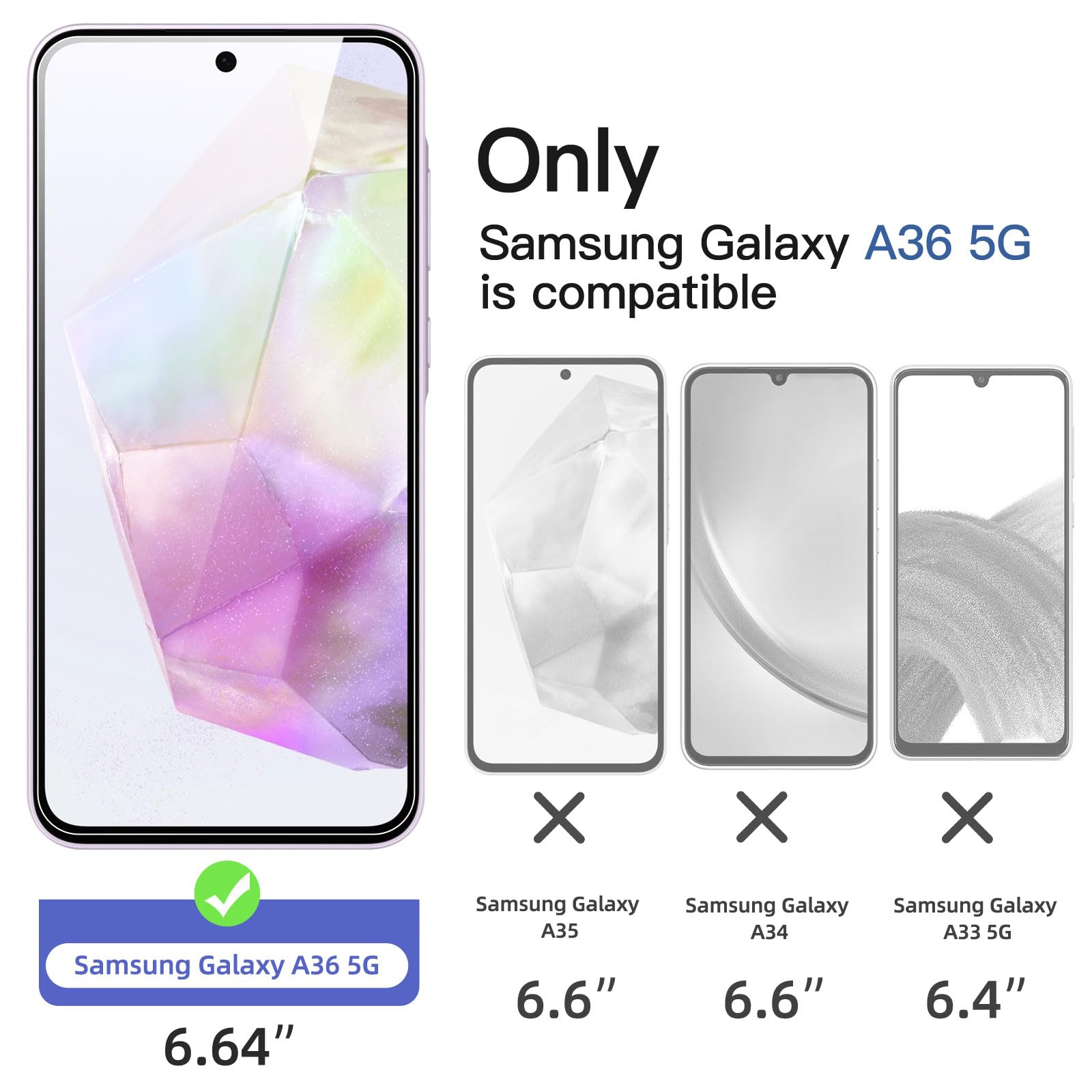 NEW'C 3 Pack, skärmskydd i glas för Samsung Galaxy A56 5G / A36 5G, bubbelfri, 9H hårdhet, 0,33 mm ultratransparent, ultrabeständigt härdat glas