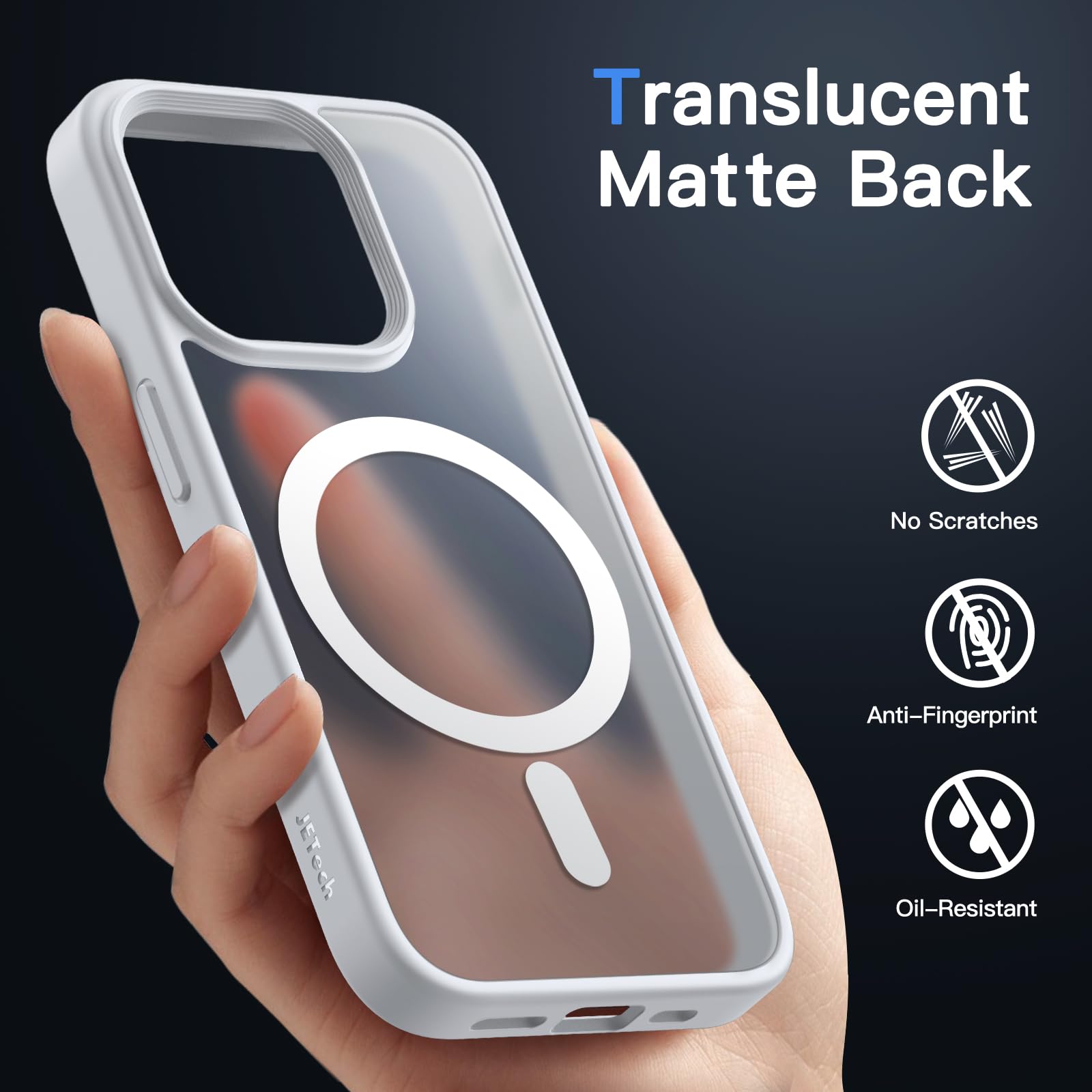 JETech Magnetisk Skal för iPhone 12 Pro Max 6,7 Tums Kompatibelt med MagSafe, Genomlysande Matte Tillbaka Smal Stötsäker Case (Grå)