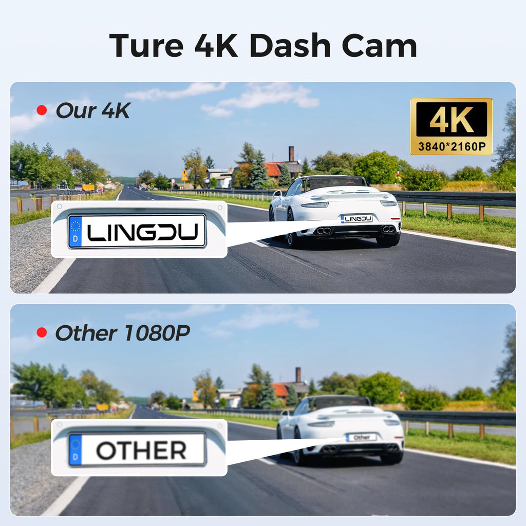 4K Dash Cam Front, Voice Control Car Dashcam, WiFi Dash Camera för bilar, Inbyggd GPS, Bilkamera med WDR Night Vision, 170° vidvinkel, G-Sensor(D500)