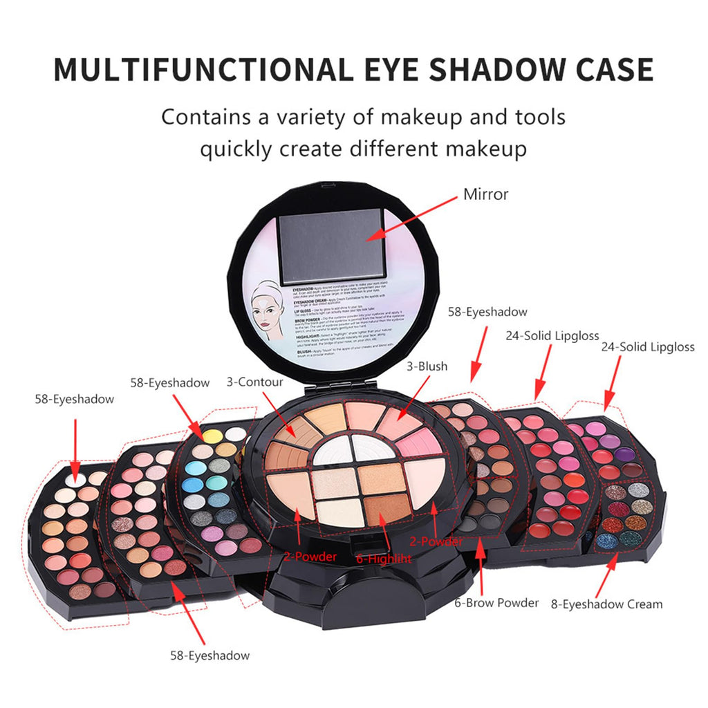 110 Färger Makeup Palette, Makeup Kit For Women Full Kit | 110 färger Professionell smink för kvinnor - Natural Color Make Up Bundle inkluderade ögonskugga Glitter Lipstick concealer Eye